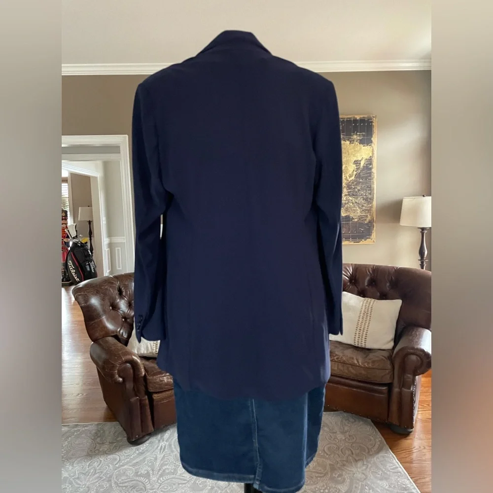 Boston Proper Beyond Travel Maritime Navy Blue Classic Boyfriend Blazer - Picture 3 of 5